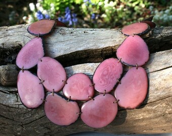 Pink Tagua Bib Necklace - On Sale - Save 28.00