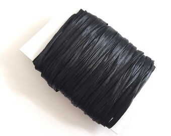 Matte Black Raffia Ribbon - 30/100 yards - 1/4 inch wide