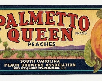 5 Old Vintage Fruit CRATE Labels Tavares,PALMETTO QUEEN Spartanburg,Yakima,etc..