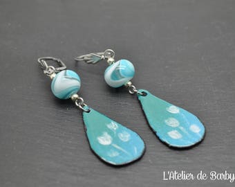 Blue earrings, glass earrings, glass art earrings, glass bead earrings, unique earrings, lampwork earrings, beadwork earrings, drop earrings