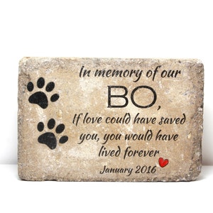 Pet Memorial Stone. 6x9 CUSTOM Burial Marker. Tumbled (Concrete) Paver Stone. Outdoor or Indoor Dog or Cat Memorial Stone. Pet Marker