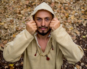 Hemp Hoodie | Hemp Handwoven Hoodie | 100% Hemp Hoodie | Jedi | Burning Man Hoodie | Tribal Hoodie | Outdoor | Beach Hoodie | Baja Hoodie