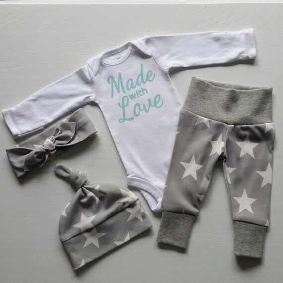 Neutral Bring Home Outfit. Made with Love. Stars. Arrow.