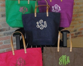 Monogrammed Jute Tote | Burlap Bag | Bridesmaid Tote | Monogram Tote Bag