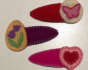 Spring is here! Wool Felt Hair Clip (set of 3)