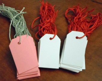 60 Price Tags for Crafts Fair, Thrift Stores etc 40 White 20 Pink Sales Tags Attachment Twine included 1.5 x .75" Code 2