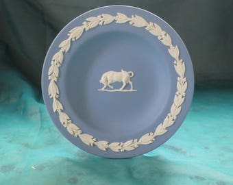 Wedgwood Taurus Dish Blue Jasperware Zodiac Series