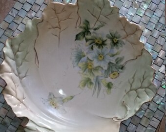 Hand Painted Leaf Shaped Serving Bowl.
