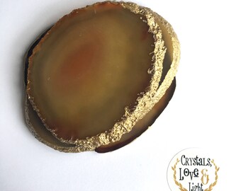 FIVER FRIDAY ~ Agate Coaster ~ Agate Slice ~ Agate Gold ~ Gold Leaf ~ Coasters Agate ~ Coasters ~ Crystal Gifts ~ Crystal Decor