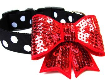 Dog Collar Bow Add-On Hot Pink, Light Pink, Red, Silver, Black