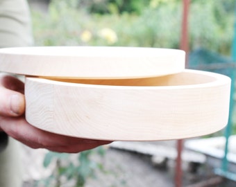 190 mm - Round unfinished wooden box - with cover - natural, eco friendly - 190 mm diameter - B101-190