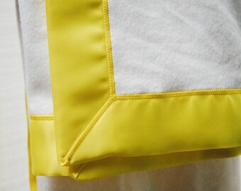 GOTS Organic Cotton Fleece Blanket with Sunny Yellow Satin Trim Baby Blanket, Organic LOVEY