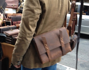 iPad bag, Crossbody messenger, Mini satchel, Leather tablet bag, iPad weekend messenger, Small laptop satchel, Custom made in NYC
