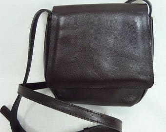 1980's vintage brown leather bag, shoulder or Crossbody