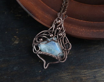 Rainbow moonstone Rustic Wedding jewelry Gemstone necklace unique necklace gemstone pendant wedding gift for bride from groommagical jewelry