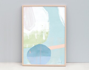 Large Print, Large Blue Art Print, Pastel Color Painting, Light Blue Art Print, Pastel Color Modern Art, Abstract Painting, Abstract Art