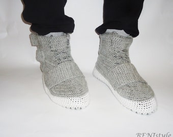 Crochet boots for adults, Crochet shoes, Shoes for house, The Yezzy 750 Boost, Gray Men's Shoes, Sports Shoes for Men, Unisex's Shoes,