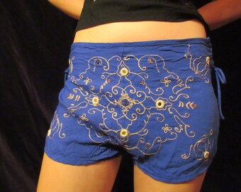 V90s Royal Blue Embroidered Tap Shorts