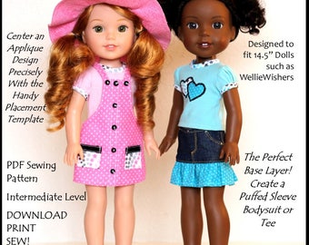 TERRIFIC LIL' TEES-14.5" Sewing Pattern Designed to fit 14.5" inch dolls such as American Girl WellieWishers