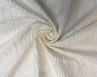 Fine white cotton brocade floral couture 150x140cm