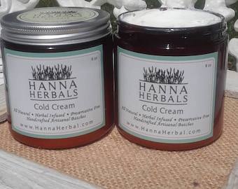 Cold cream - 8 ounces - All Natural Make up remover - skin loving make up remover - Gentle skin care - night time moisturizer - summer skin