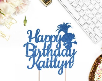 Any Name Happy Birthday Cake Topper, Birthday Cake Topper, Custom Birthday Cake Topper, Birthday Party Decor, Trolls Birthday