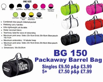 Personalised Printed Packaway Barrel Bag