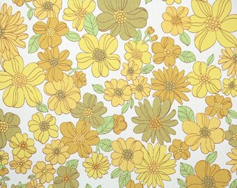 Retro Wallpaper by the Yard 60s Vintage Wallpaper - 1960s Yellow Daisies Mod Floral