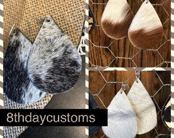 Hair on Hide Leather Earrings