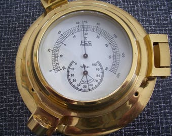 Vintage FCC Precision Thermometer Hygrometer Ship gauge