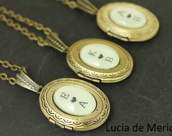 Initial locket necklace, Personalized gift, two initials, oval locket, personalized jewelry, personalized locket