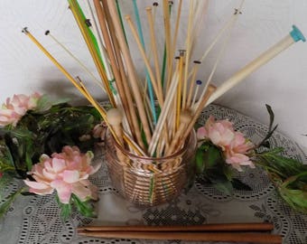 Mixed Lot Vntg. Knitting and Crochet Hooks/Needles: Plastic, Wood, Various Szs. Repurpose, Upcycle, ReUse