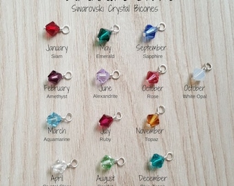 Add A Birthstone, Crystal Bicone Birthstone, Birthstone Charm, Birthstone Pendant, Add Birthstone To Bracelet, Add Birthstone To Necklace