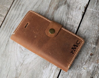 iPhone Wallet Case, Custom iPhone Case, Monogram phone case, Engraved iPhone Case, iPhone Leather Wallet, Leather Wallet Case, Real Leather