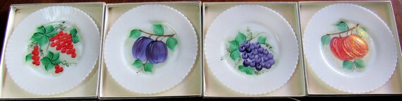 Milk Glass Fruit plates with ruffle edge