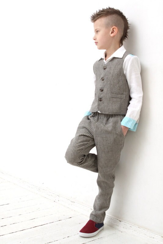 Ring bearer outfit Wedding party outfit Toddler boy linen vest