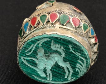 Vintage Kuchi Tribal Large Carved RING Theater Belly Dance Costume Jewelry Uber Kuchi®