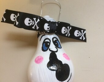 Hand-painted ghost lightbulb ornament
