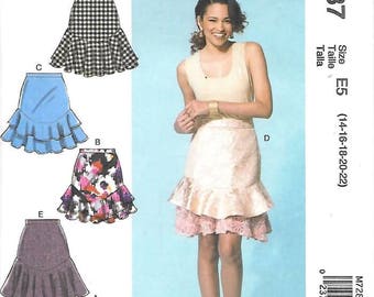 Misses Tiered Flouce Skirts, Sizes 14 Thru 22, New UnCut McCalls Pattern 7287