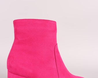 Suede Block Heeled Ankle Boots
