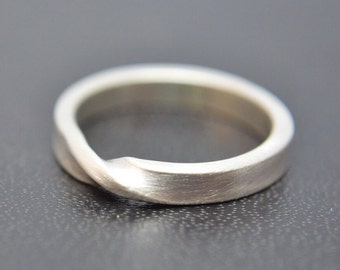 Brushed Mobius Ring, Sterling Silver Ring, Silver Mobius Ring, Twisted Ring, Infinity Ring, Sterling Silver 925