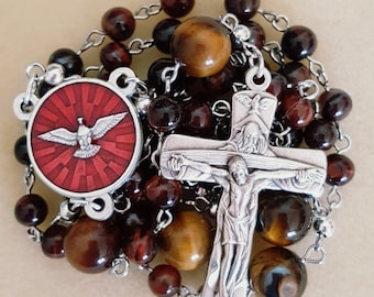 Red Tiger Eye Gifts of the Holy Spirit Rosary