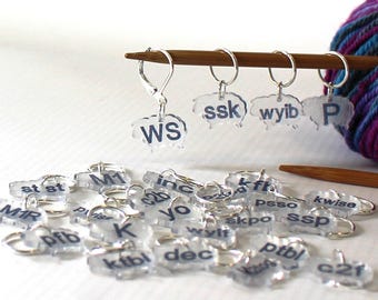 47 Pattern Reminder Stitch Markers Knitters Helper Knitting Reminder Stitchmarker Knitting Instruction Abbreviation Knitting Helper Gift