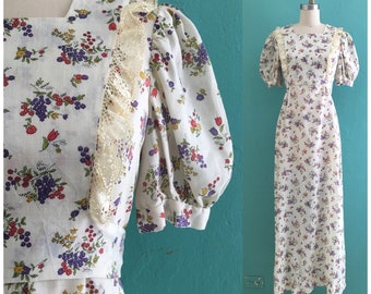 vintage 70's floral spring maxi dress