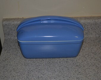 Vintage Ceramic Covered Refrigerator Storage Container, Blue and White, Hall by Westinghouse
