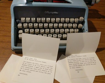 Personalized typewritten thank you note