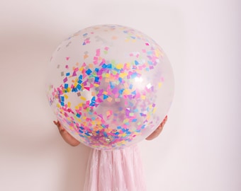 Jumbo Confetti Balloon, 36 Inch Balloon, Confetti Balloon Multicolour, Pinks, Blue, Pastel, Black & White Confetti