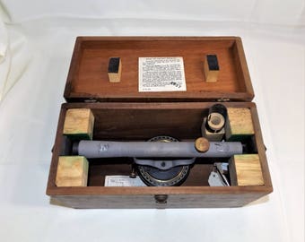 Vintage Sears & Roebuck Surveyor's Levil Transit in Wood Box, # 789.46212