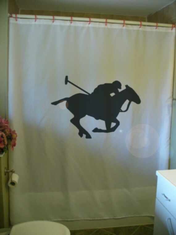 Polo Player Shower Curtain Sport Horse Rider Ride Mallet Noble
