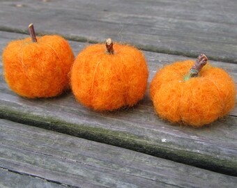 3 Needle Felted Pumpkins